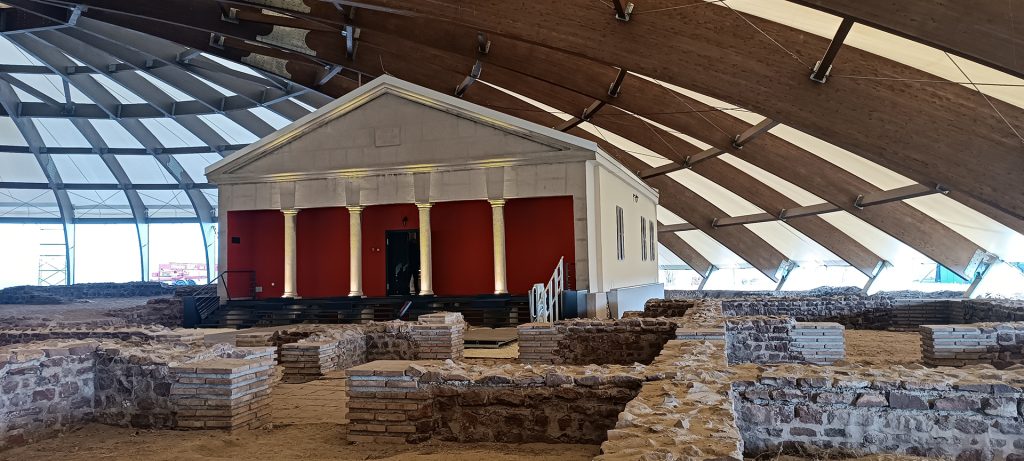 Ancient stone foundations and reconstructed villa at Mediana near Niš