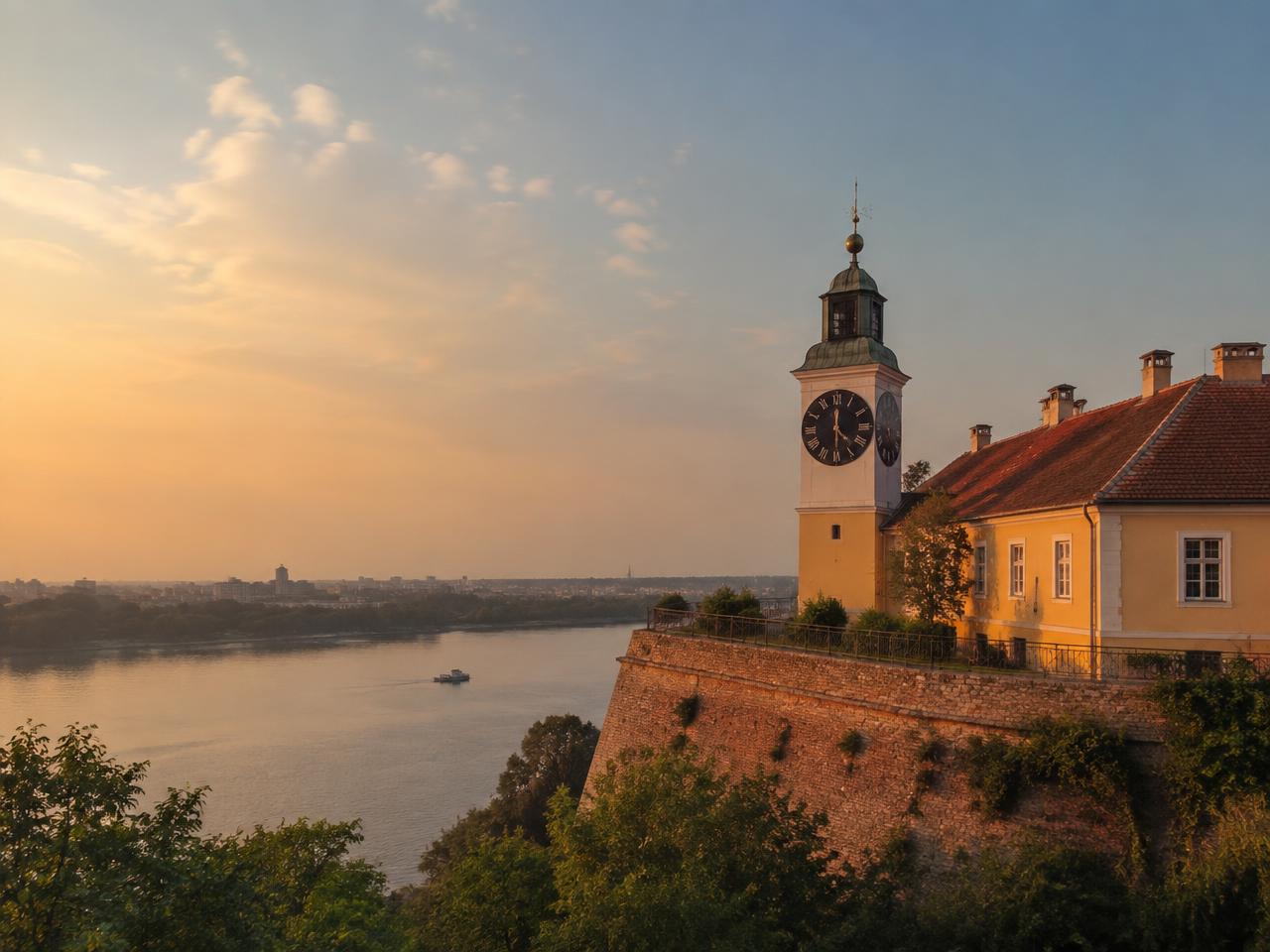 Pastel facades and café terraces in Novi Sad's old town